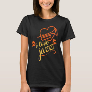 Cute I Love Jazz Heart Trumpet Jazz Music T-Shirt