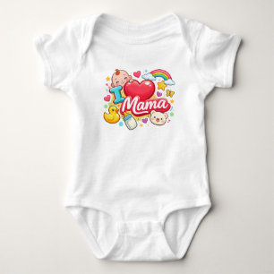 Cute I Love Mama Baby Design Bodysuit