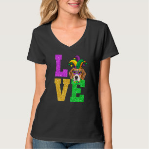 Cute I Love Mardi Gras Beagle Dog Puppy T-Shirt