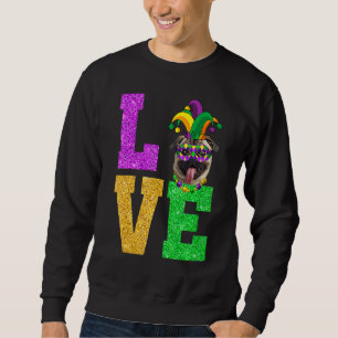 Cute I Love Mardi Gras Pug Dog Puppy Lover Premium Sweatshirt