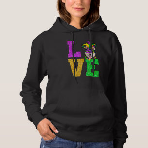 Cute I Love Mardi Gras Siberian Husky Dog Puppy Hoodie