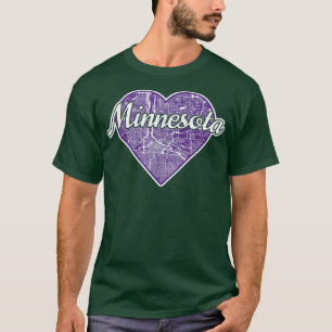Cute I Love Minnesota Purple Street Map Heart T-Shirt
