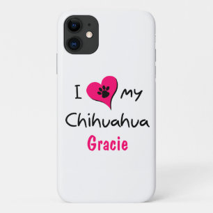 Cute I Love My Chihuahua Paw Print Pink Heart  Case-Mate iPhone Case