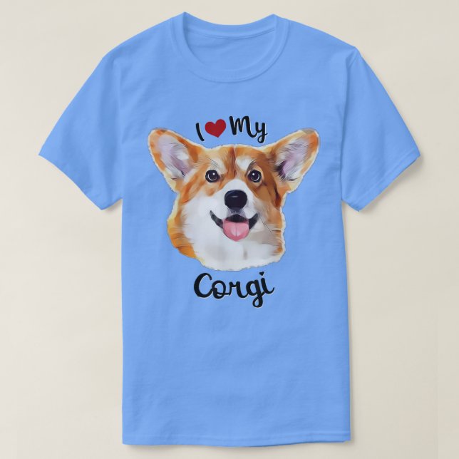Cute I Love My Corgi Dog Lover Breed Puppy  T-Shirt (Design Front)