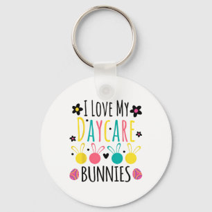 Cute I Love My Daycare Bunnies Teacher Easter Day Key Ring