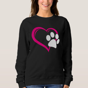 Cute I Love My Dog Puppy Cat Paw Heart Sweatshirt