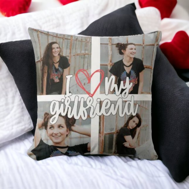 Cute I love my girlfriend photo Throw Pillow (Creator Uploaded)