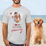Cute I Love My Girlfriend's Dog Trendy Heart Photo T-Shirt<br><div class="desc">Who do you really love? Your girlfriend or her dog! Give the perfect gift to your boyfriend this valentines day with this funny dog lover shirt ! A must have for every dog lover, dog mom and dog dad ! A fun twist on I Love My Girlfriend, this shirt quote...</div>