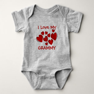 Cute I Love My Grammy Red Hearts New Grandmother Baby Bodysuit