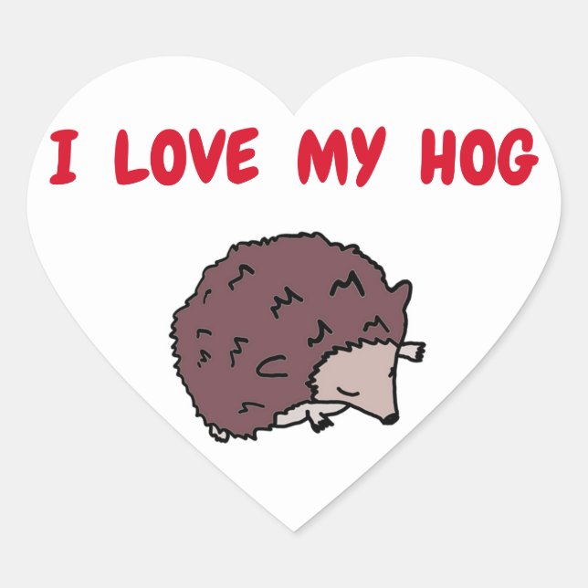 Cute I Love My Hog Hedgehog Stickers (Front)