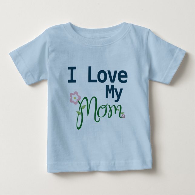 Cute I Love My Mum Baby Boy Blue Baby T-Shirt (Front)