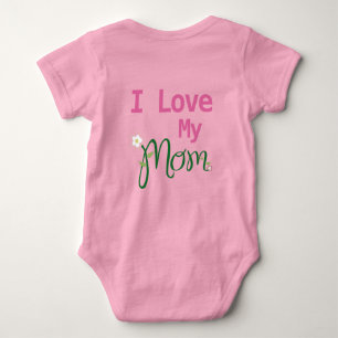 Cute I Love My Mum Baby Girl Pink  Bodysuit