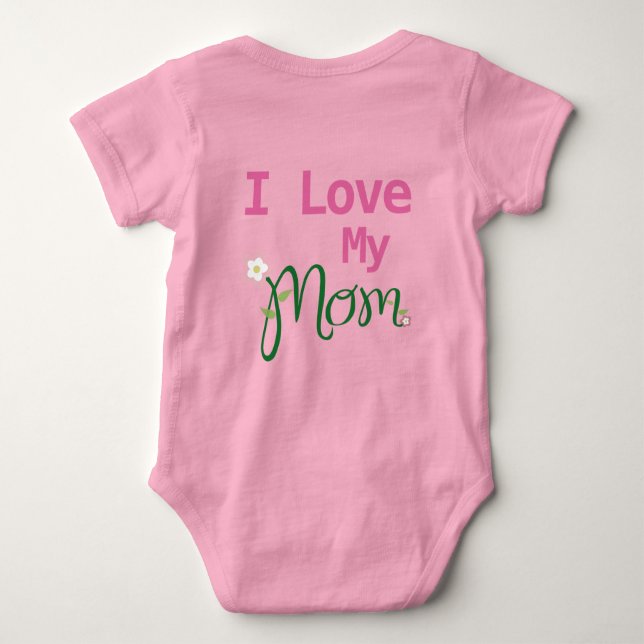 Cute I Love My Mum Baby Girl Pink  Bodysuit (Back)