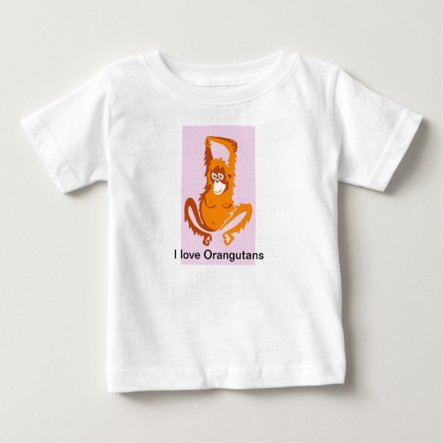 Cute I love ORANGUTANS -Animal graphic Baby T-Shirt (Front)