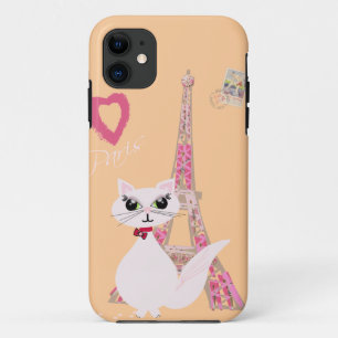 Cute I Love Paris cat Case-Mate iPhone Case