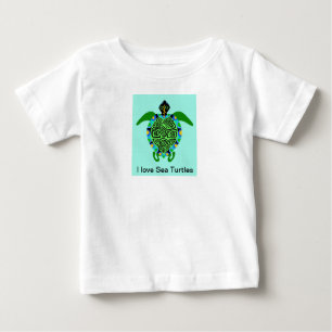 Cute I love Sea TURTLES - Animal graphics- Baby T-Shirt