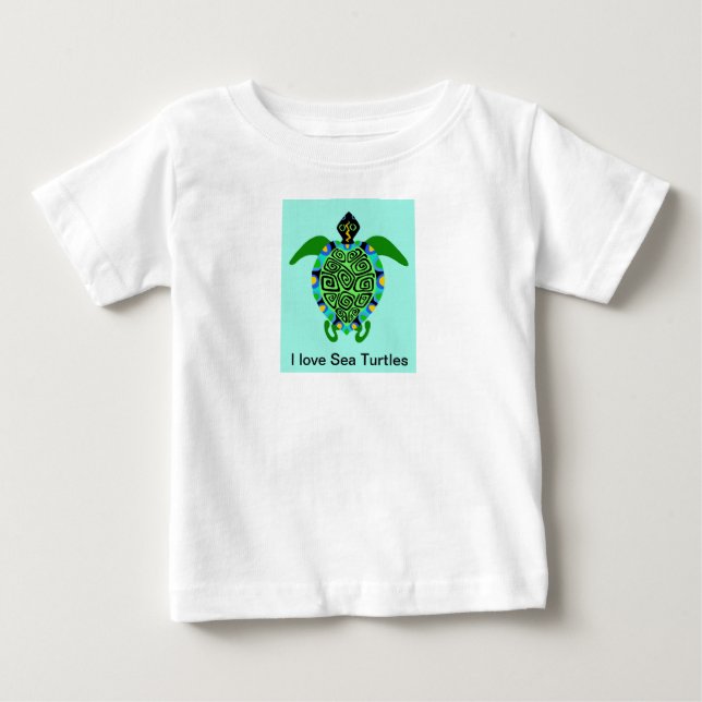 Cute I love Sea TURTLES - Animal graphics- Baby T-Shirt (Front)