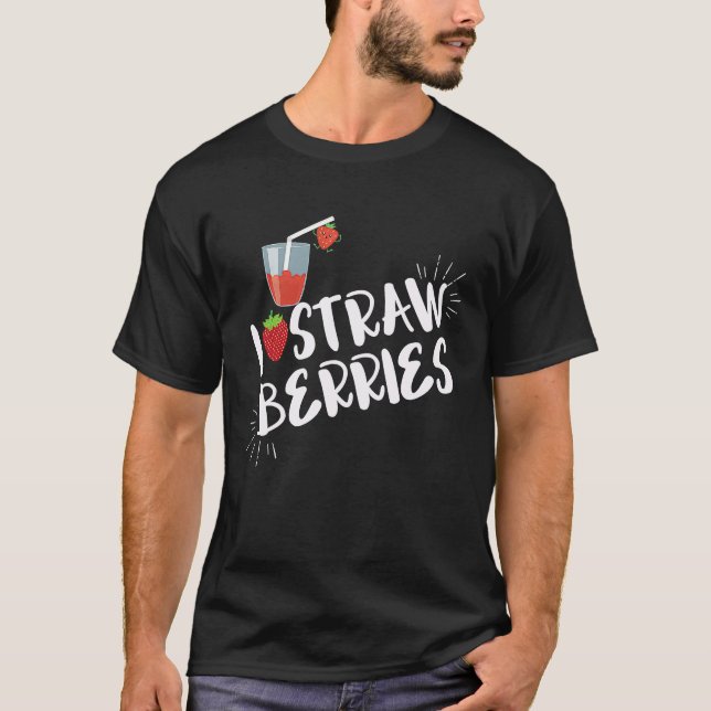 Cute I Love Strawberries Strawberry Fans T-Shirt (Front)