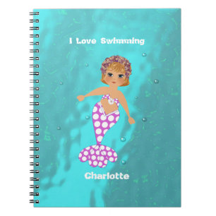 Cute I Love Swimming Mermaid Notebook