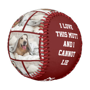 Cute I LOVE THIS MUTT Personalised PHOTO Red Baseball