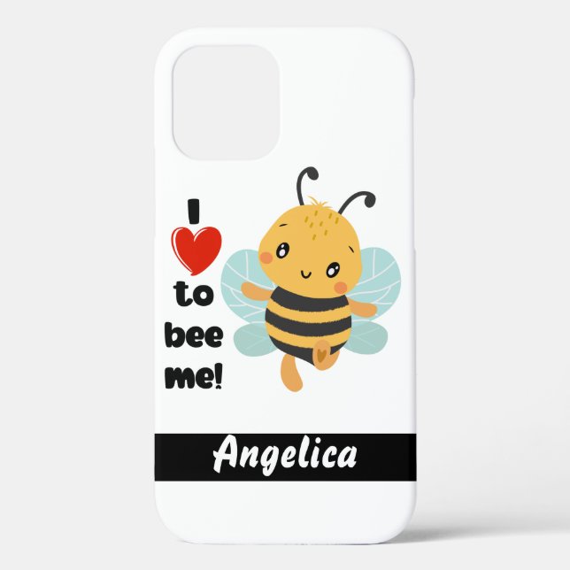 Cute "I love to bee me!" personal name Case-Mate iPhone Case (Back)