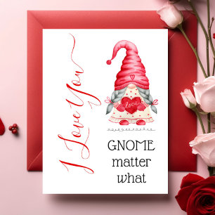 Cute I Love You Girl Gnome Matter What Valentine  Card