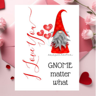 Cute I Love You Gnome Matter What Valentine Card