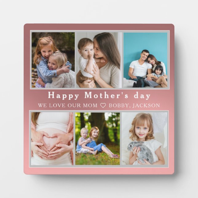 Cute I LOVE YOU MOM Happy Mother Day Photo Collage Plaque (Front)