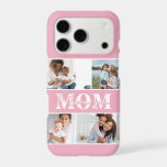 Cute I LOVE YOU MOM Mother's Day Photo<br><div class="desc">Cute I Love You Mom Mother's Day Photo iPhone 17 Pro Case Iphone 17 Pro Cover features four of your favorite photos with the text "I love you Mom" in modern white typography on a pink background. Designed by ©Evco Studio www.zazzle.com/store/evcostudio</div>
