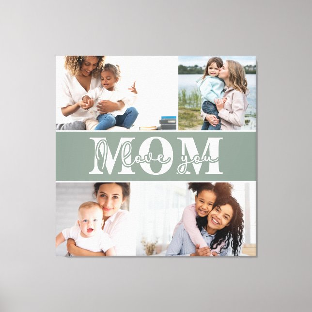 Cute I LOVE YOU MOM Mother's Day Photo Canvas Print (Front)