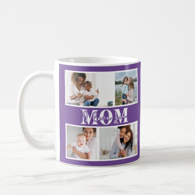 Cute I LOVE YOU MOM Mother's Day Photo Coffee Mug (Left)
