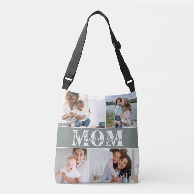 Cute I LOVE YOU MOM Mother's Day Photo Crossbody Bag (Front)