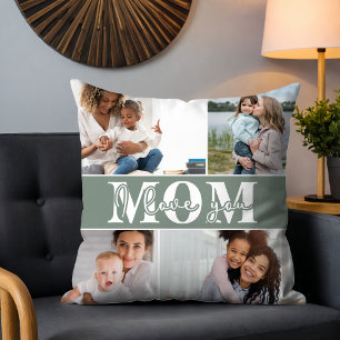 Cute I LOVE YOU MOM Mother's Day Photo Cushion