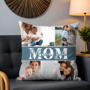 Cute I LOVE YOU MOM Mother's Day Photo Cushion
