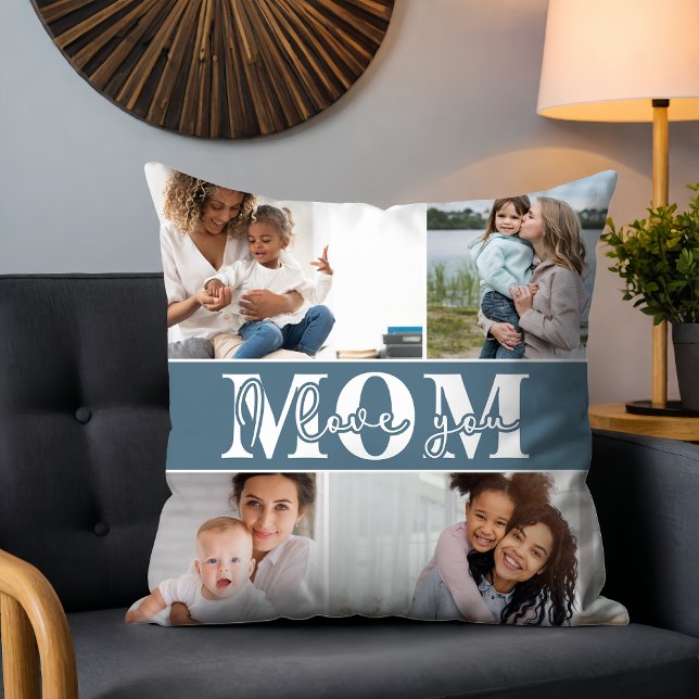 Cute I LOVE YOU MOM Mother's Day Photo Cushion (Creator Uploaded)