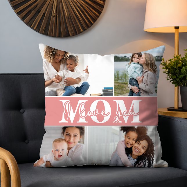 Cute I LOVE YOU MOM Mother's Day Photo Cushion (Creator Uploaded)