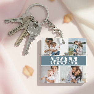 Cute I LOVE YOU MOM Mother's Day Photo Key Ring