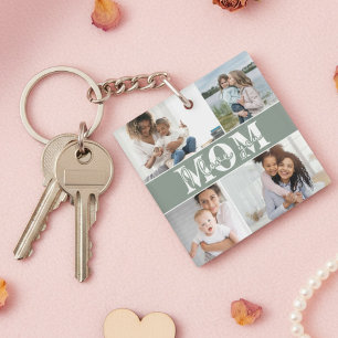 Cute I LOVE YOU MOM Mother's Day Photo Key Ring