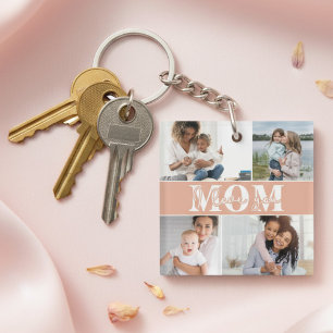 Cute I LOVE YOU MOM Mother's Day Photo Key Ring