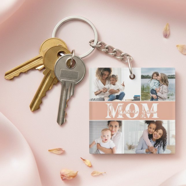 Cute I LOVE YOU MOM Mother's Day Photo Key Ring (Creator Uploaded)