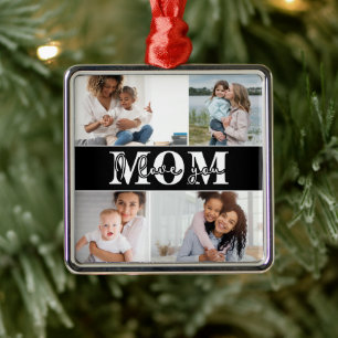 Cute I LOVE YOU MOM Mother's Day Photo Metal Metal Tree Decoration