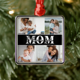 Cute I LOVE YOU MOM Mother's Day Photo Metal Tree Decoration