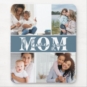 Cute I LOVE YOU MOM Mother's Day Photo Mouse Pad