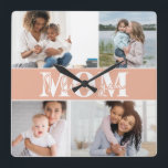 Cute I LOVE YOU MOM Mother's Day Photo Square Wall Clock<br><div class="desc">Cute I Love You Mum Mother's Day Photo Wall Clock features four of your favourite photos with the text "I love you Mum" in modern white typography. Designed by ©Evco Studio www.zazzle.com/store/evcostudio</div>