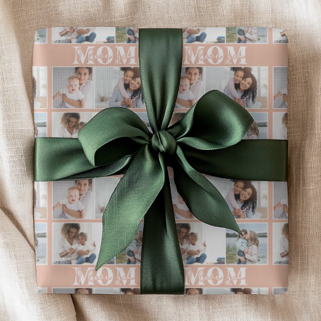 Cute I LOVE YOU MOM Mother's Day Photo  Wrapping Paper (Creator Uploaded)
