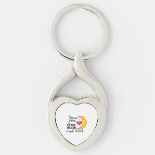 Cute I Love You To The Moon And Back Playful Love  Key Ring
