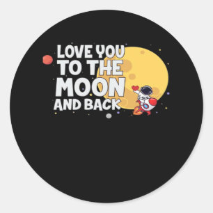Cute I Love You To The Moon And Back Valentine Lov Classic Round Sticker