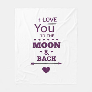 Cute I Love You To The Moon And Back Valentine Lov Fleece Blanket