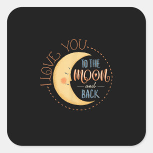 Cute I Love You To The Moon And Back Whimsical Sty Square Sticker