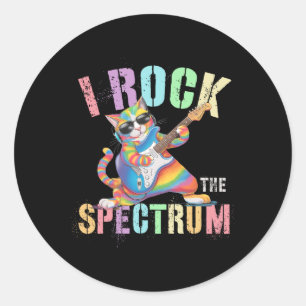 Cute I Rock The Spectrum Autism Teacher Stimming C Classic Round Sticker